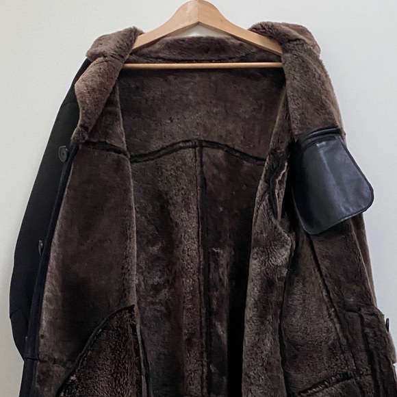 Vintage Arte Pelle 💯 Sheepskin Shearling Long Black Leather Coat, Made in 🇨🇦 - Picture 13 of 16